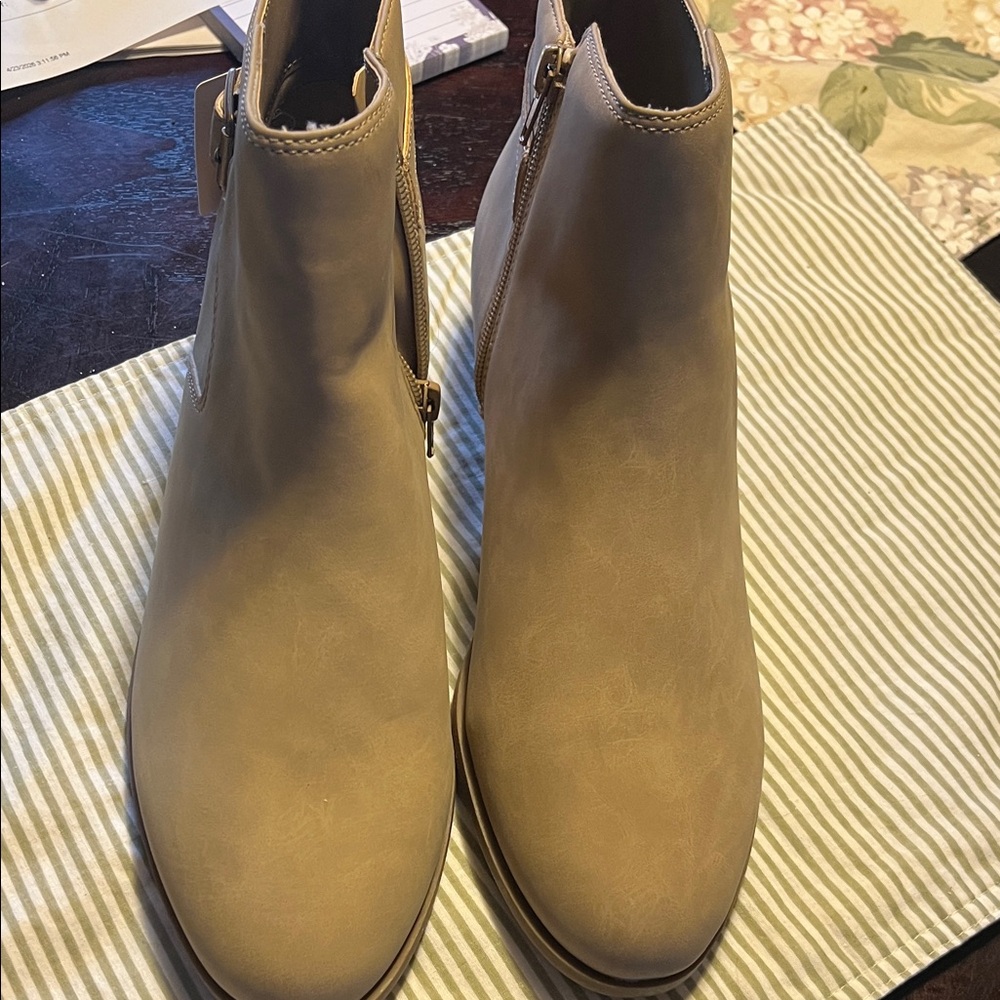 St. John's Bay Taupe Ankle Booties with Side Buckle - Picture 4 of 6